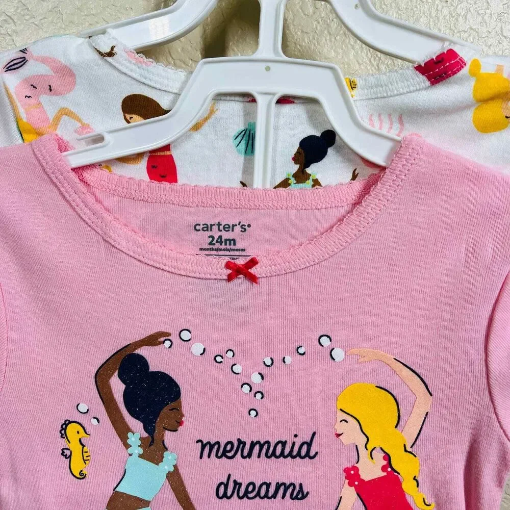 Carters Girl 24 months 4-Piece Pink Mermaid 100% Snug Fit Cotton Pajamas